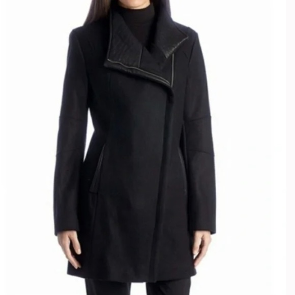 Calvin Klein Asymmetrical Zip Wool Coat - Picture 1 of 10